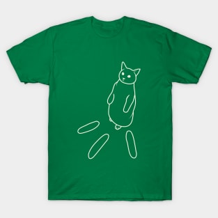 Lineart Cute Cat Cucumber Meme T-Shirt